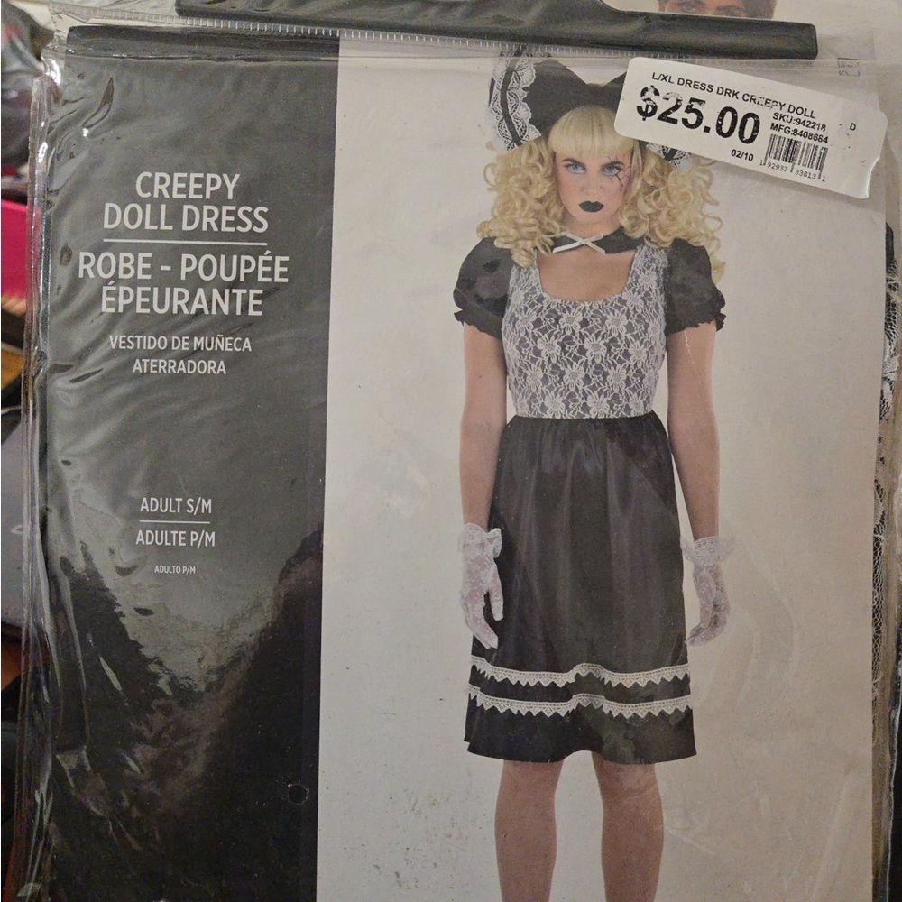 Party City Creepy Doll Dress - Black and White